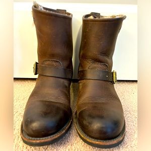 Frye for Coach fur lined Engineer boot for women.  Brown leather, size 9